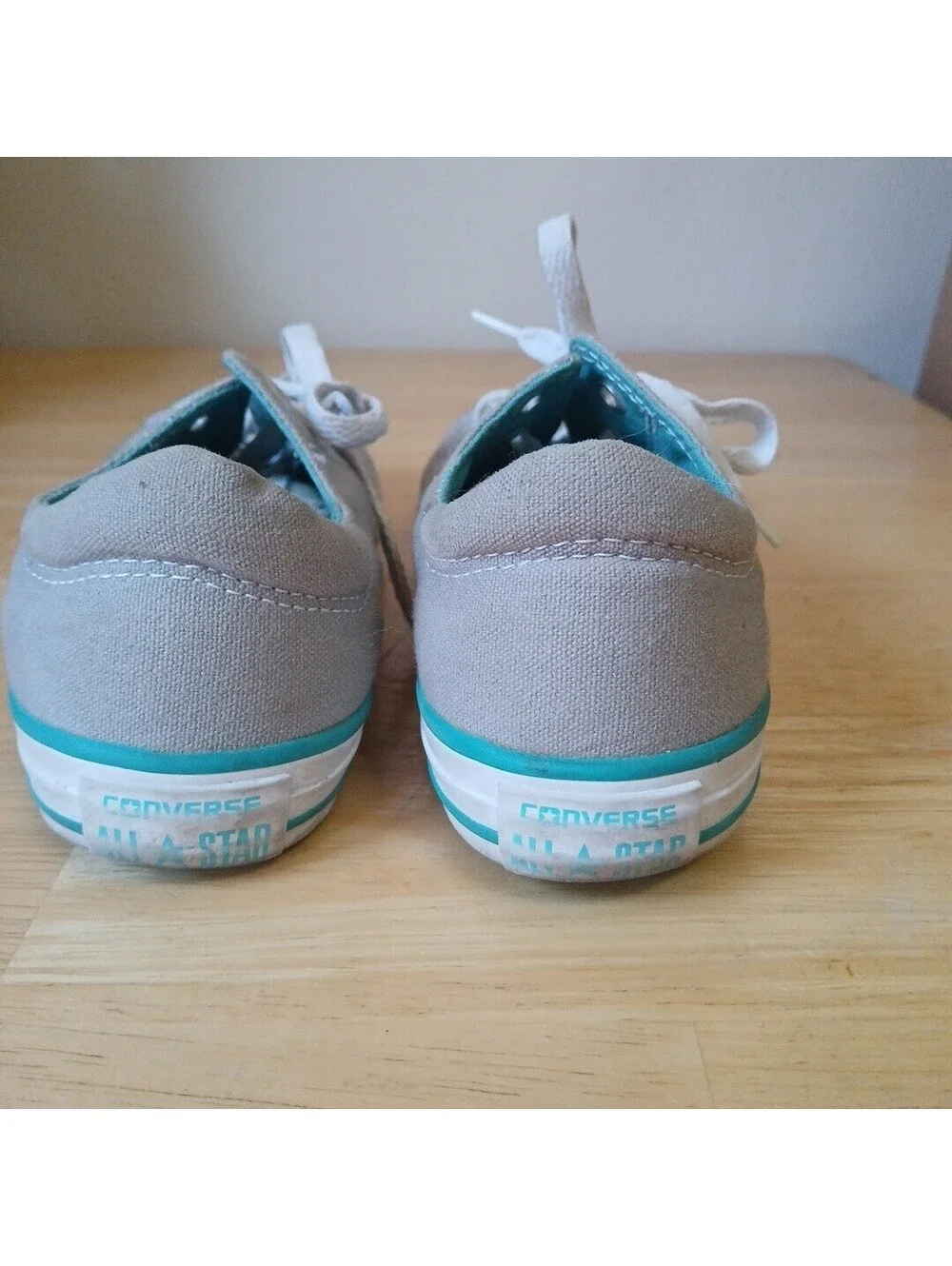 Youth Size 3 Converse All Star Low Top Gray Shoes Teal Trim 654886c Junior